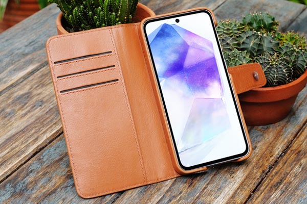 Samsung Galaxy A55 leather wallet case